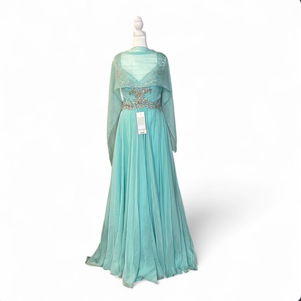 Elegant Mint Evening Gown with Embellishments